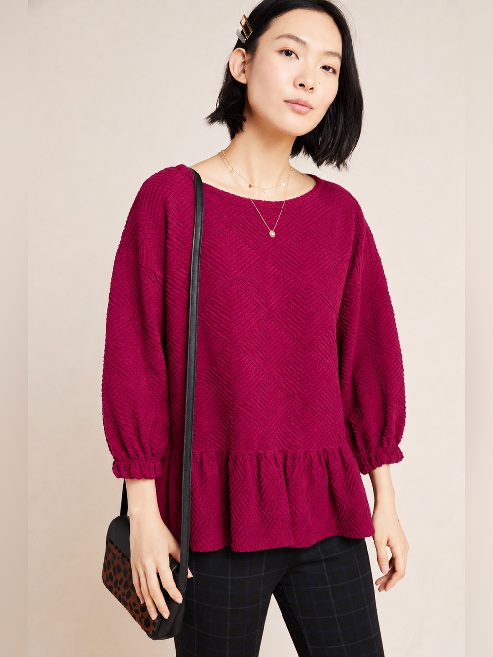Anthropologie Maeve Mikayla Peplum Top , sz : X-small